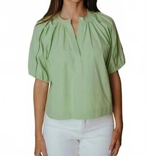 NEW LAROQUE henley short sleeve top in sage
